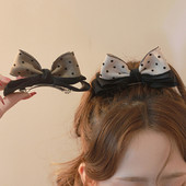 Agrafă de păr cu fundă de culoare retro cu buline asortate Accesorii de păr pentru femei. Agrafă de primăvară cu fundă elegantă