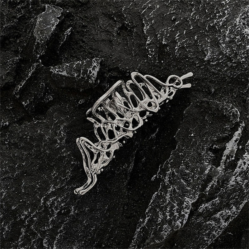 Personalitate Design geometric Lichid metal în formă de gheare ac de păr Femei cu formă specială Disc gheare de păr Agrafe de prindere de dimensiuni mari