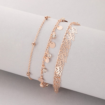 Tocona 2 buc/seturi ciucuri frunze boeme glezne pentru femei cristal clar piatra aliaj metal picior lanț bijuterii accesorii18047