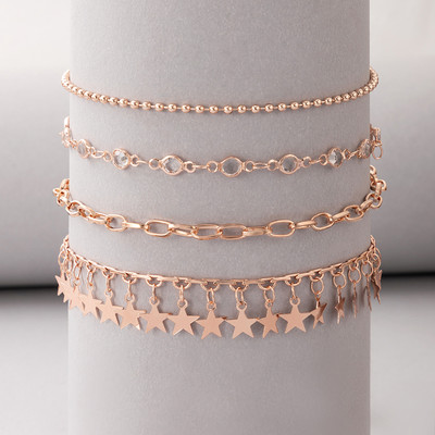 Tocona 2 buc/seturi ciucuri frunze boeme glezne pentru femei cristal clar piatra aliaj metal picior lanț bijuterii accesorii18047