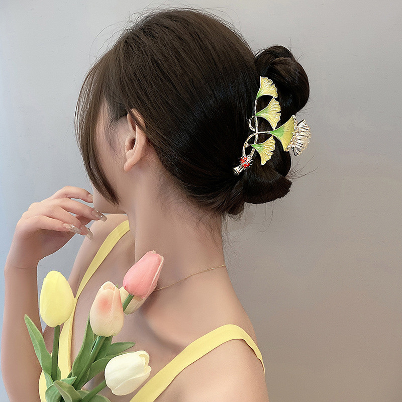 Vintage Ginkgo Biloba ac de păr femei crab cleme de păr accesorii bijuterii de păr pentru stilul fetelor gheare de păr în stil chinezesc