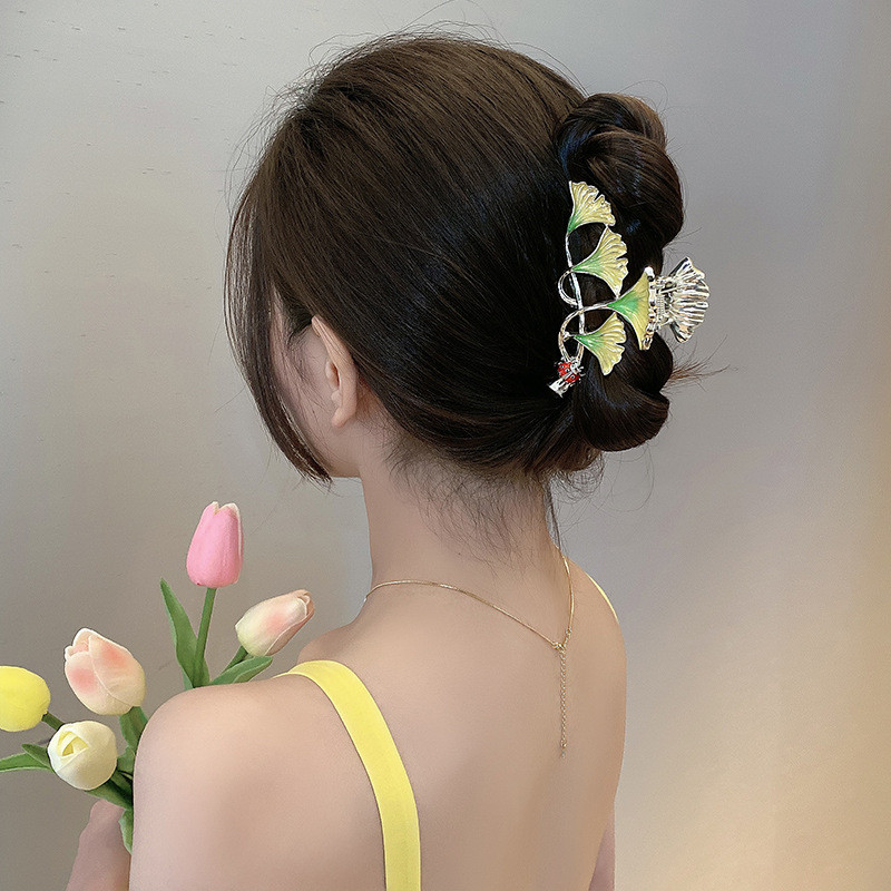 Vintage Ginkgo Biloba ac de păr femei crab cleme de păr accesorii bijuterii de păr pentru stilul fetelor gheare de păr în stil chinezesc