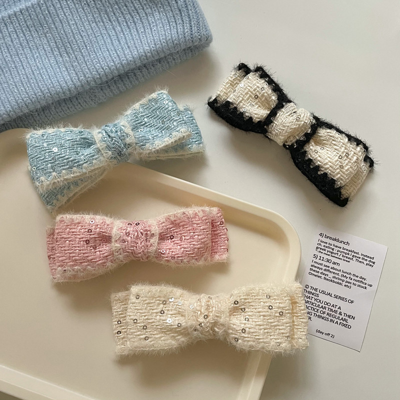 Agraf de păr vintage cu fundă prințesă agrafă pentru cap INS agrafă de primăvară cu temperament elegant pentru femei, accesorii de păr pentru fete de modă din Coreea