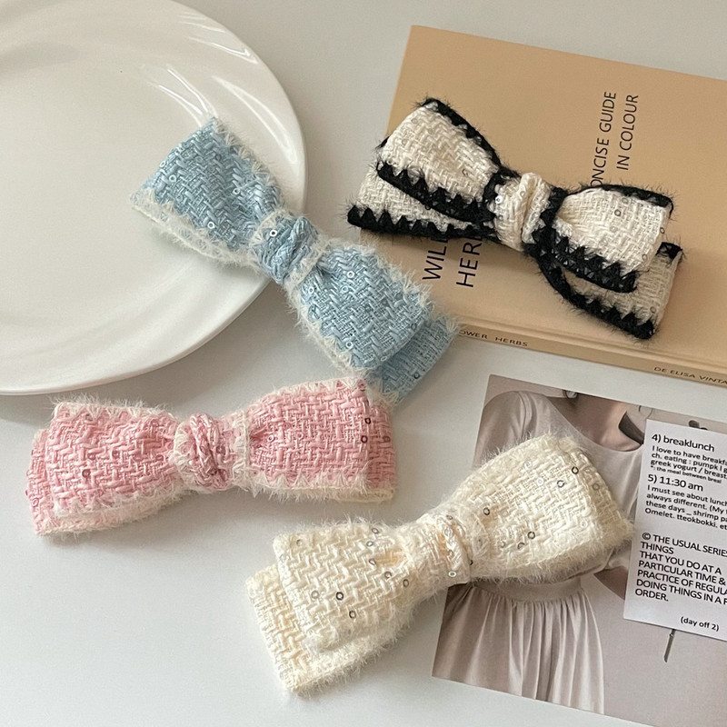 Agraf de păr vintage cu fundă prințesă agrafă pentru cap INS agrafă de primăvară cu temperament elegant pentru femei, accesorii de păr pentru fete de modă din Coreea