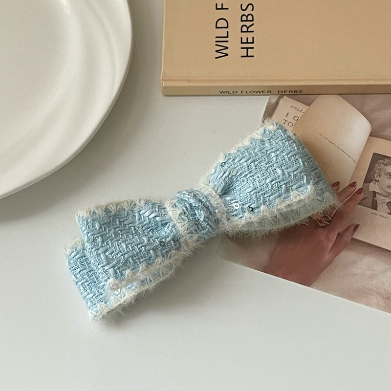 Agraf de păr vintage cu fundă prințesă agrafă pentru cap INS agrafă de primăvară cu temperament elegant pentru femei, accesorii de păr pentru fete de modă din Coreea