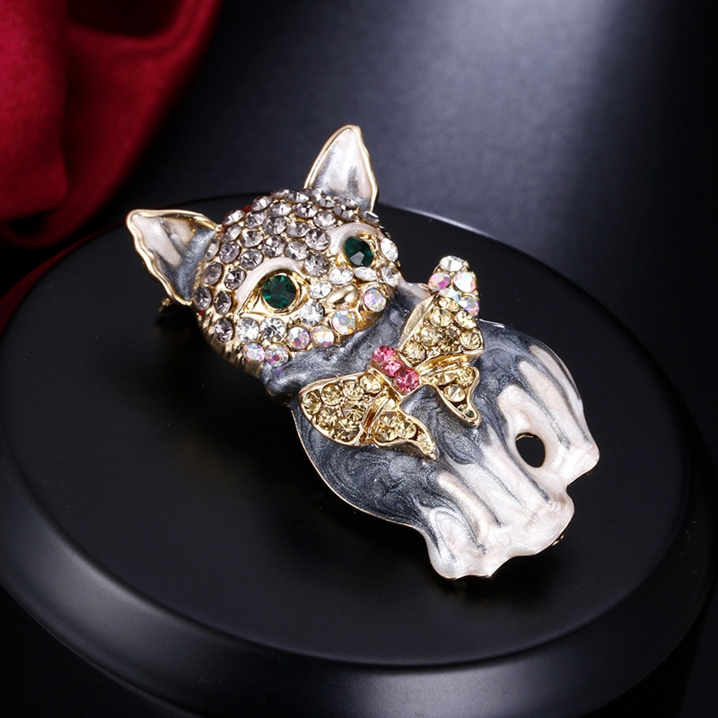 Strasuri Drăguț Arc Pisicuță Broșă Femei Animal Macara Cataramă Știft Party Casual Insignă Corsaj Cadou Bijuterii de lux elegant pentru femei