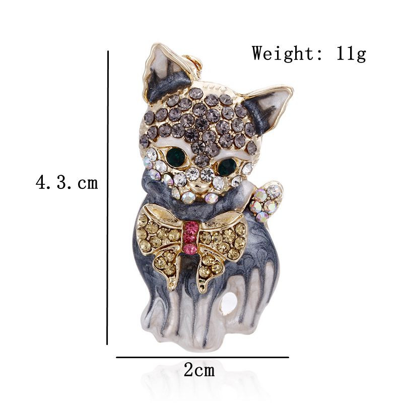 Strasuri Drăguț Arc Pisicuță Broșă Femei Animal Macara Cataramă Știft Party Casual Insignă Corsaj Cadou Bijuterii de lux elegant pentru femei