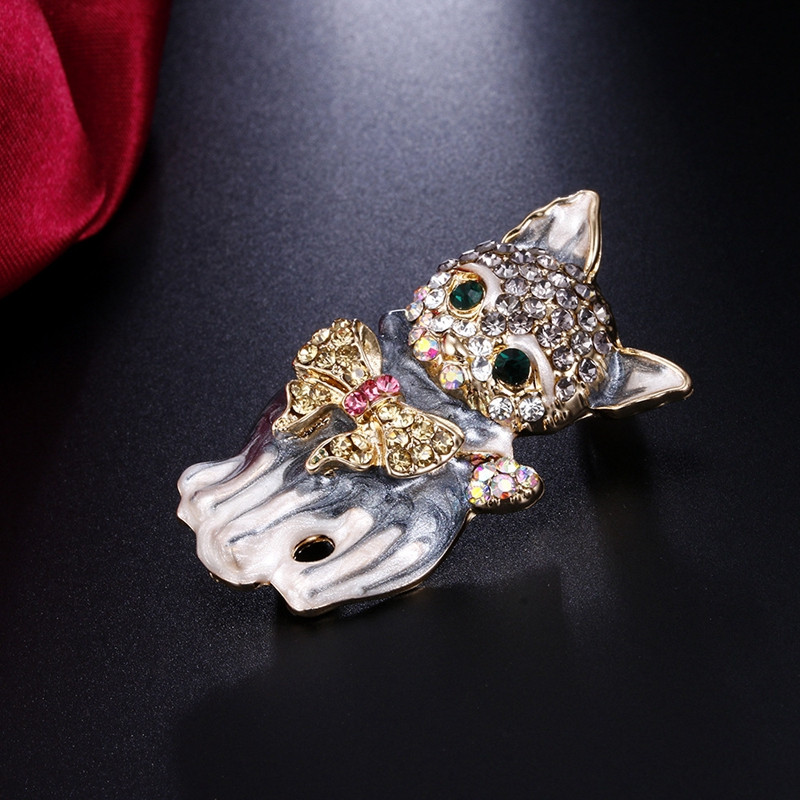 Strasuri Drăguț Arc Pisicuță Broșă Femei Animal Macara Cataramă Știft Party Casual Insignă Corsaj Cadou Bijuterii de lux elegant pentru femei