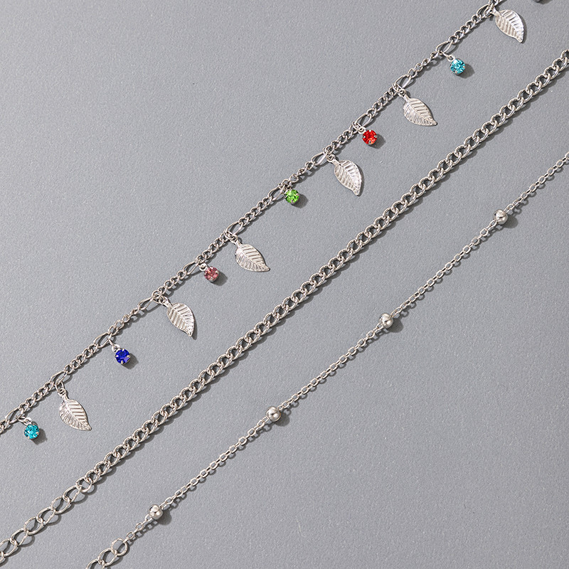 Tocona 3 buc/seturi Boemia frunze ciucuri picioare lanț colorat cristal piatră glezne pentru femei sandale desculțe bijuterii 16566