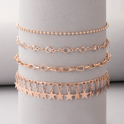 Tocona 4 buc/seturi ciucuri fermecătoare stea glezne pentru femei la modă cristal clar piatră lanț pentru picioare bijuterii boeme cadou 15612