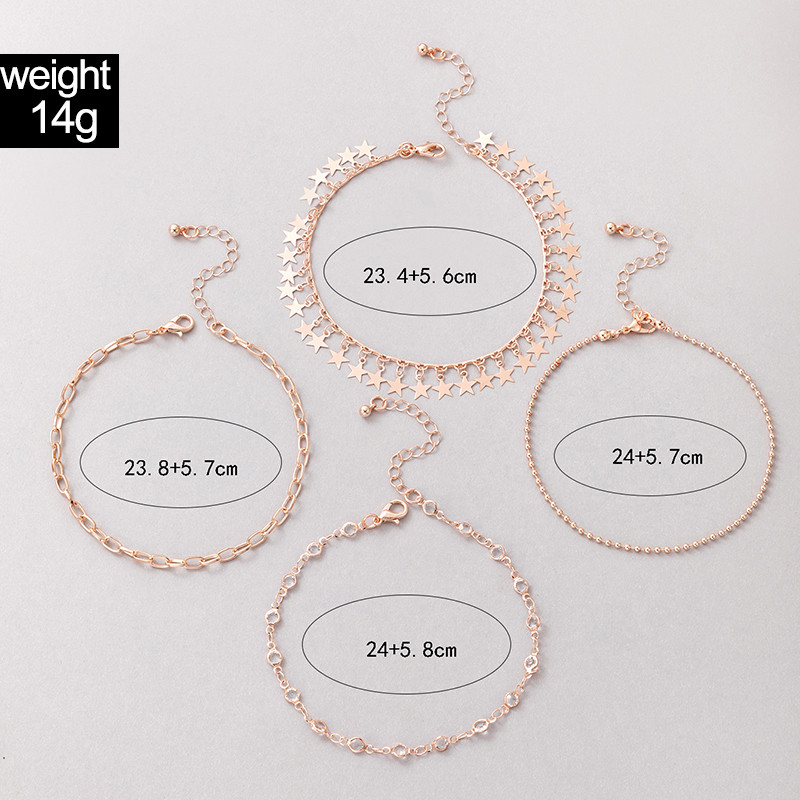 Tocona 4 buc/seturi ciucuri fermecătoare stea glezne pentru femei la modă cristal clar piatră lanț pentru picioare bijuterii boeme cadou 15612