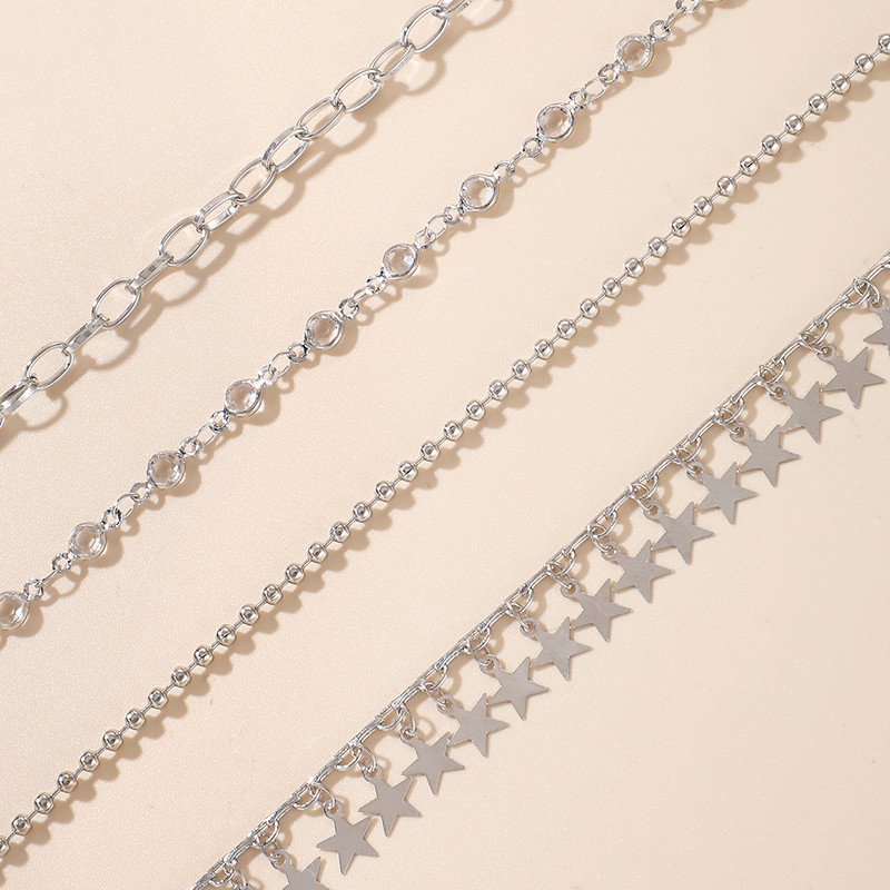 Tocona 4 buc/seturi ciucuri fermecătoare stea glezne pentru femei la modă cristal clar piatră lanț pentru picioare bijuterii boeme cadou 15612