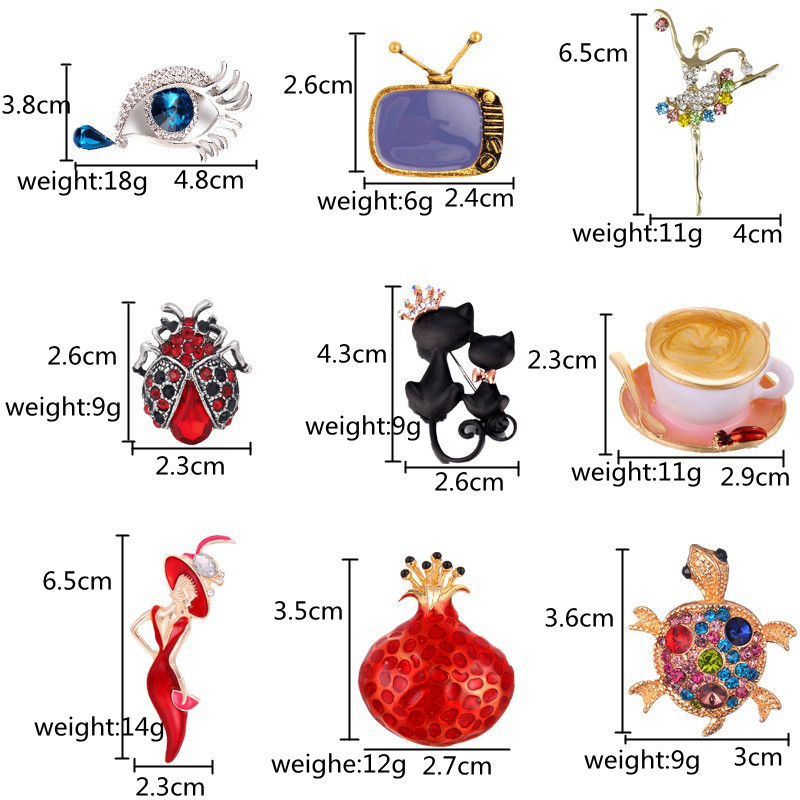 Ace și broșe Lacrimi de înger/Testoasă/Pisică Cuplu Cristal Email Pin Insigne Pălărie Rucsac Accesorii Iubitori Bijuterii Cadou pentru iubit