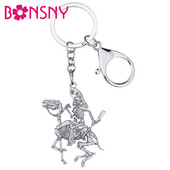 Bonsny Halloween antik aranyozott katona koponya kulcstartók nagy kulcstartó ékszerek nőknek gyerekek barátok divatfesztivál ajándék