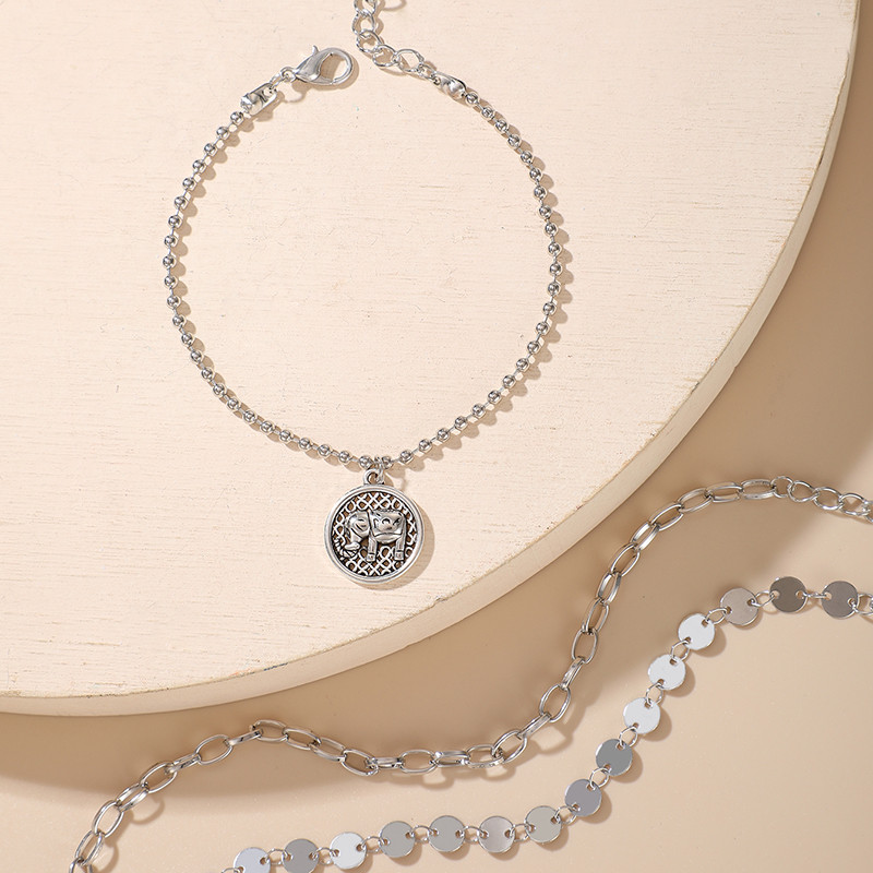 Tocona 3 buc/seturi de glezne de elefant la modă pentru femei Brelocuri de culoare argintie napolitană geoemtric lanț pentru picioare bijuterii boeme 15948