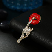 Novi vještački dijamant Ručni emajl Broševi za usne Legura cinka Crvena Ženska seksi tajna poza Party Ured Ležerni broševi Igle Pokloni Nakit