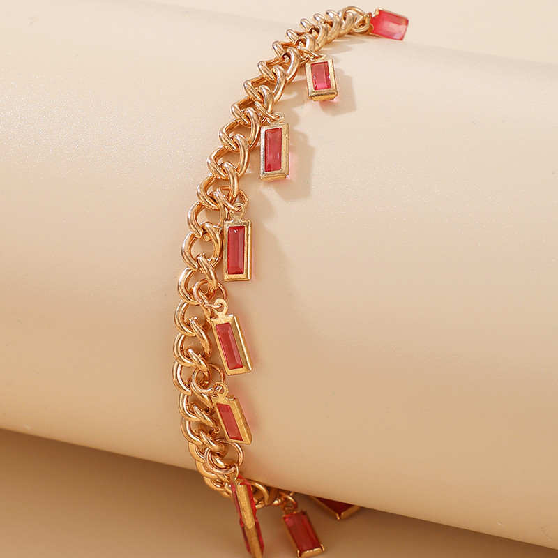 Tocona Boemia rosu stras ciucuri glezna pentru femei de culoare auriu aliaj metal reglabil la modă bijuterii accesorii 15294