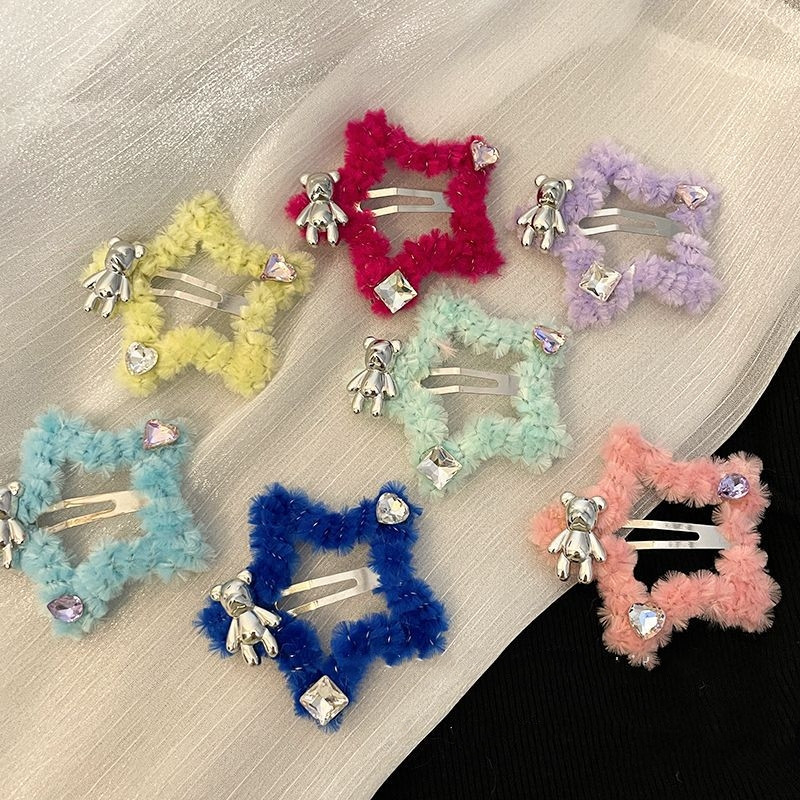 Millennium Spice Girl Metal Bear Star Agraf Femei Sweet Love Agrafe cu paiete Clip BB Clip pentru breton lateral