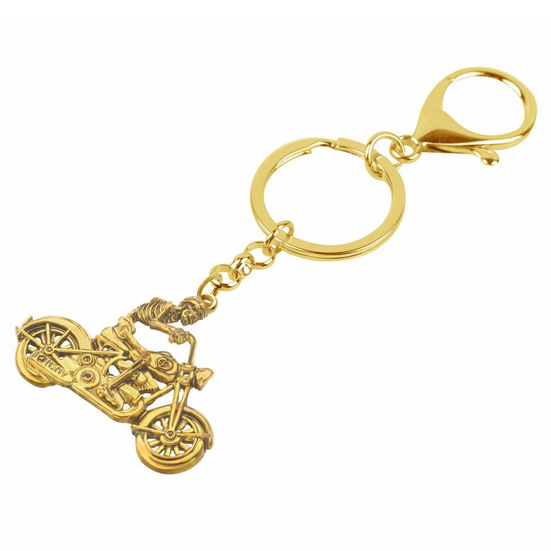 Bonsny Halloween antic placat cu aur motocicletă craniu breloc breloc schelet bijuterii pentru femei bărbați copil la modă decorare mașină