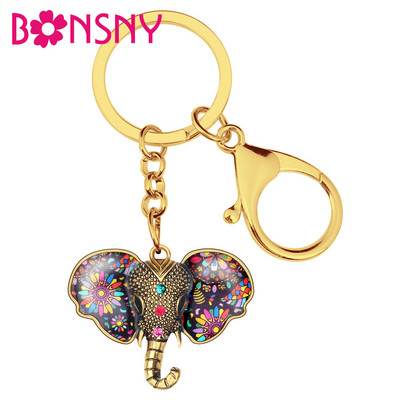 Bonsny Alloy antik aranyozott anime virágos elefánt kulcstartó kulcstartó ékszer női lányoknak női ajándéktáska autó dekoráció