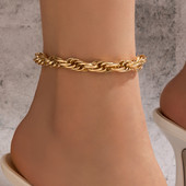 Tocona Charms Braci de gleznă cu paiete dreptunghiulare pentru femei Culoarea aurie Geometrie Aliaj Metal Bijuterii boeme reglabile 8068