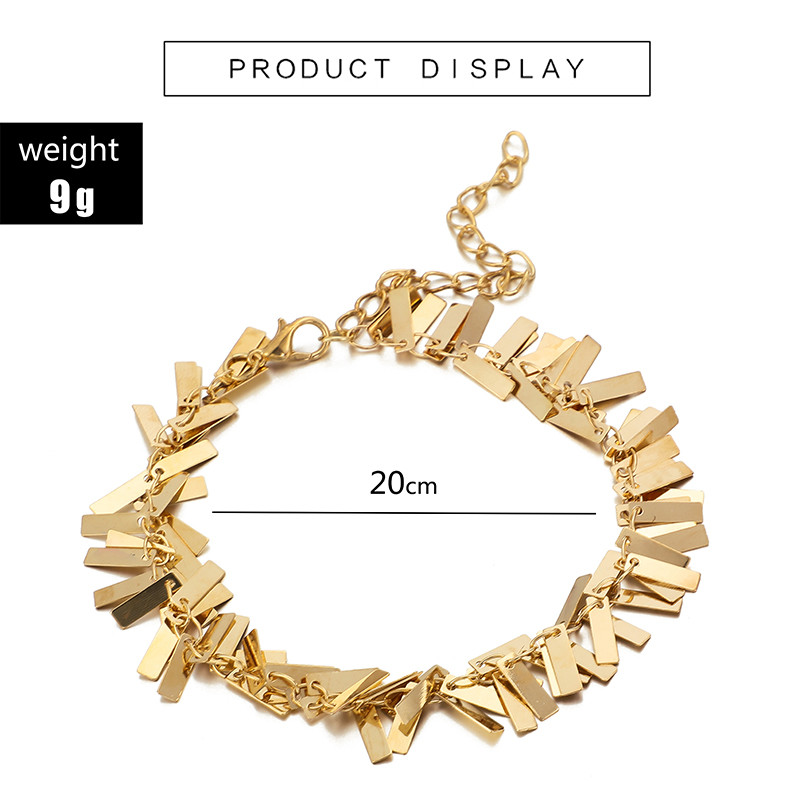 Tocona Charms Braci de gleznă cu paiete dreptunghiulare pentru femei Culoarea aurie Geometrie Aliaj Metal Bijuterii boeme reglabile 8068