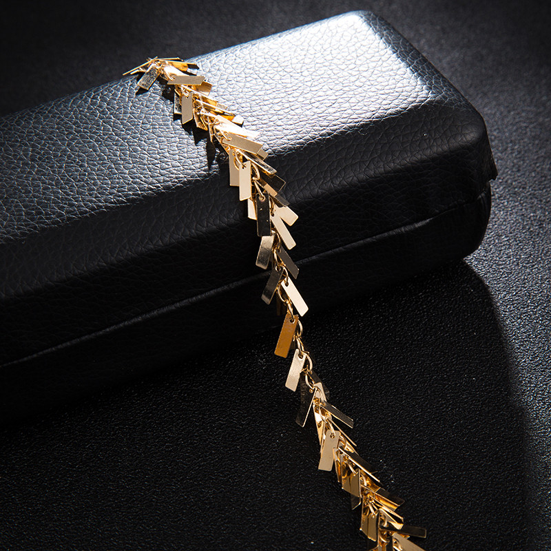 Tocona Charms Braci de gleznă cu paiete dreptunghiulare pentru femei Culoarea aurie Geometrie Aliaj Metal Bijuterii boeme reglabile 8068