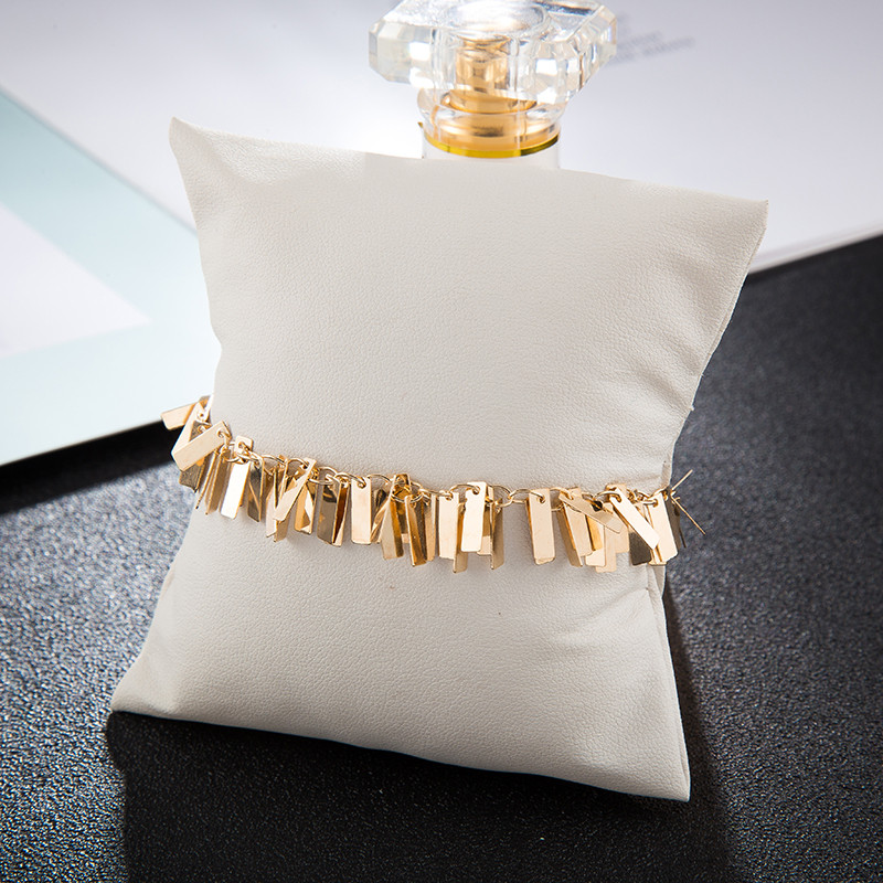 Tocona Charms Braci de gleznă cu paiete dreptunghiulare pentru femei Culoarea aurie Geometrie Aliaj Metal Bijuterii boeme reglabile 8068