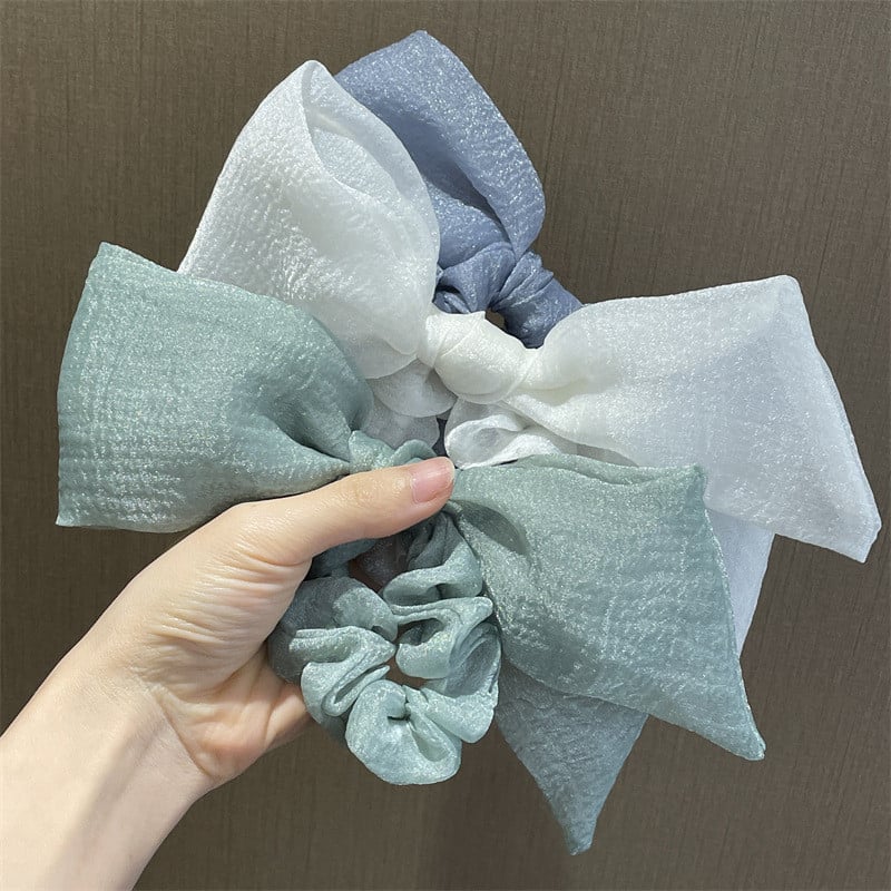 Organza Bowknot Szalag Haj gumiszalag Haj Kötél Női Hajkiegészítők Fejdísz Koreai Organza Elasztikus Hajpántok