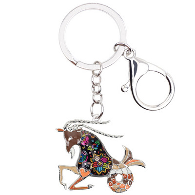 Bonsny Enamel Star Lucky Zodiac Bak Kulcstartó Női Kulcstartók Ajándék Kézitáska Bűbájok Kulcstartó Autókulcs Pénztárca Divat Ékszer