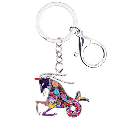 Bonsny Enamel Star Lucky Zodiac Bak Kulcstartó Női Kulcstartók Ajándék Kézitáska Bűbájok Kulcstartó Autókulcs Pénztárca Divat Ékszer