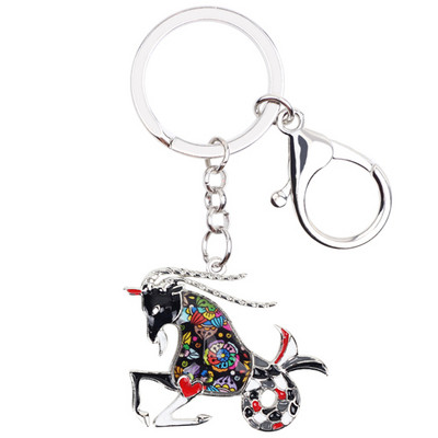 Bonsny Enamel Star Lucky Zodiac Bak Kulcstartó Női Kulcstartók Ajándék Kézitáska Bűbájok Kulcstartó Autókulcs Pénztárca Divat Ékszer