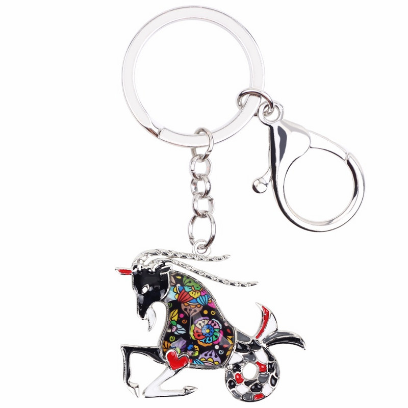 Bonsny Enamel Star Lucky Zodiac Bak Kulcstartó Női Kulcstartók Ajándék Kézitáska Bűbájok Kulcstartó Autókulcs Pénztárca Divat Ékszer