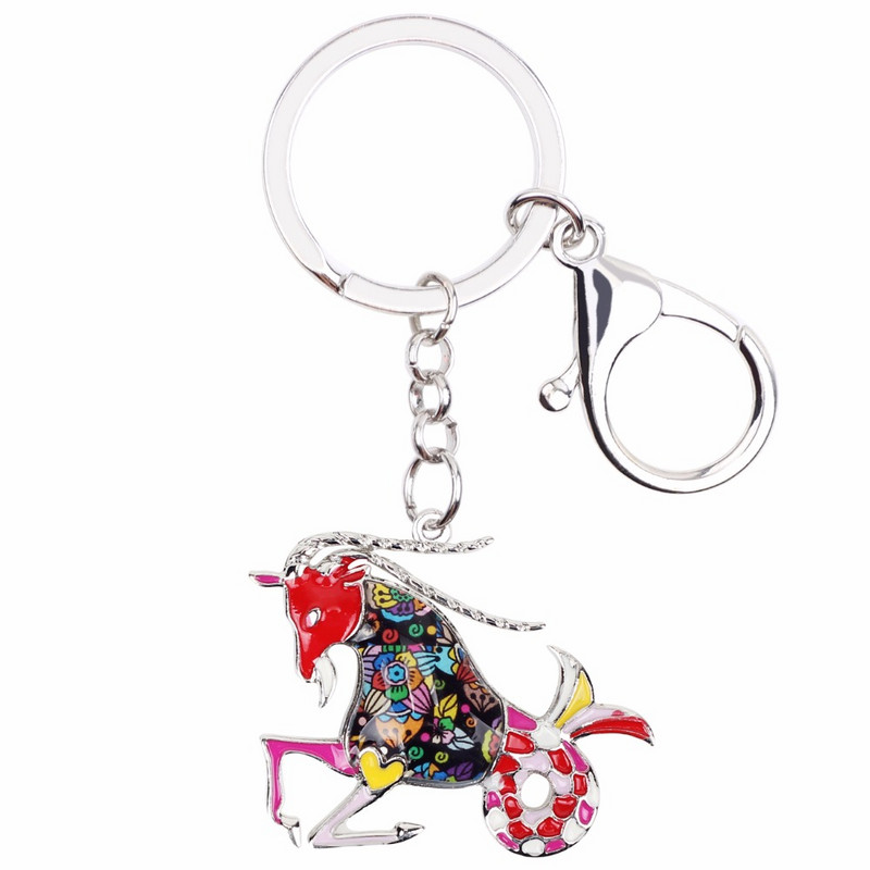 Bonsny Enamel Star Lucky Zodiac Bak Kulcstartó Női Kulcstartók Ajándék Kézitáska Bűbájok Kulcstartó Autókulcs Pénztárca Divat Ékszer