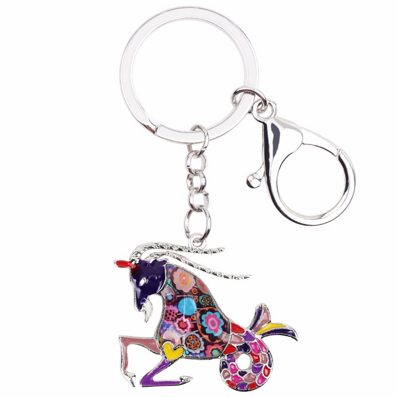 Bonsny Enamel Star Lucky Zodiac Bak Kulcstartó Női Kulcstartók Ajándék Kézitáska Bűbájok Kulcstartó Autókulcs Pénztárca Divat Ékszer