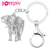 Bonsny Alloy antik aranyozott dzsungel elefánt kulcstartók nagy aranyos állatkulcstartó ékszerek férfiaknak gyerekeknek divatos ajándék dekoráció