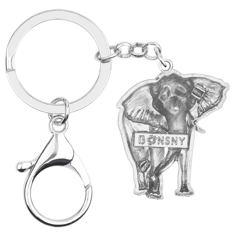 Bonsny Alloy antik aranyozott dzsungel elefánt kulcstartók nagy aranyos állatkulcstartó ékszerek férfiaknak gyerekeknek divatos ajándék dekoráció