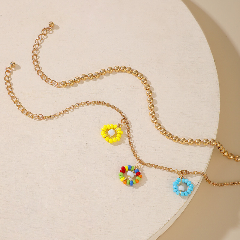 Tocona 2 buc/seturi gleznele cu margele colorate pentru femei Pretty Flowers Sandale desculțe lucrate manual Bijuterii boeme Accesorii 15884