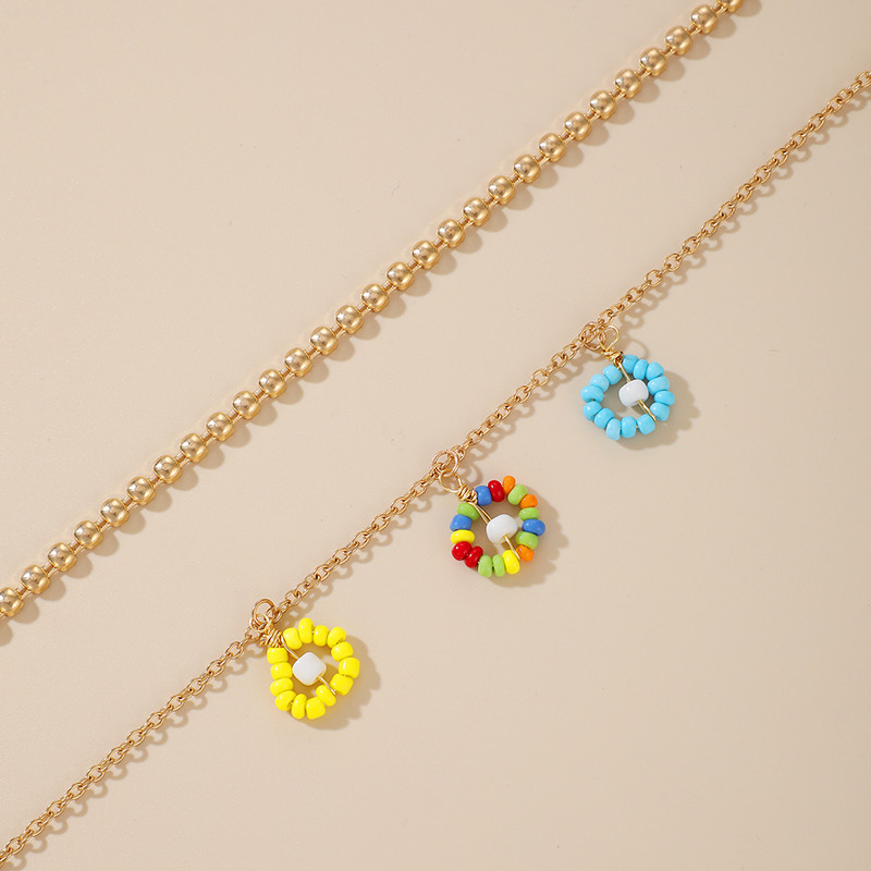 Tocona 2 buc/seturi gleznele cu margele colorate pentru femei Pretty Flowers Sandale desculțe lucrate manual Bijuterii boeme Accesorii 15884