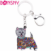 Bonsny Akril Anime Ékszer West Highland White Terrier Kulcstartó Női Lánytáska Autós Kulcs Kézitáska Pénztárca Bűbájok Kulcstartók AJÁNDÉK