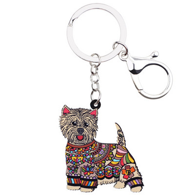 Bonsny Akril Anime Ékszer West Highland White Terrier Kulcstartó Női Lánytáska Autós Kulcs Kézitáska Pénztárca Bűbájok Kulcstartók AJÁNDÉK