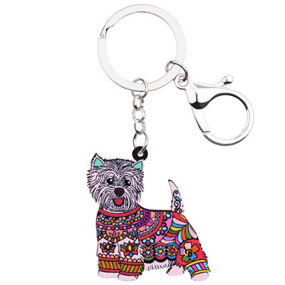 Bonsny Akril Anime Ékszer West Highland White Terrier Kulcstartó Női Lánytáska Autós Kulcs Kézitáska Pénztárca Bűbájok Kulcstartók AJÁNDÉK