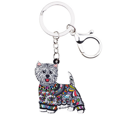 Bonsny Akril Anime Ékszer West Highland White Terrier Kulcstartó Női Lánytáska Autós Kulcs Kézitáska Pénztárca Bűbájok Kulcstartók AJÁNDÉK