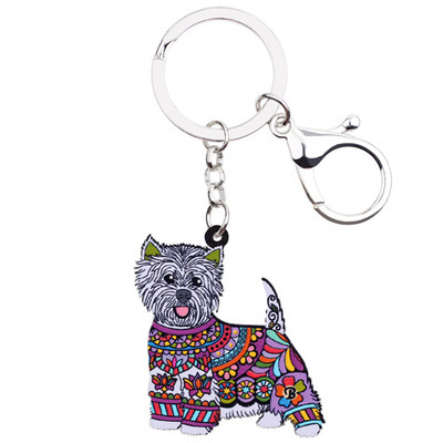 Bonsny Akril Anime Ékszer West Highland White Terrier Kulcstartó Női Lánytáska Autós Kulcs Kézitáska Pénztárca Bűbájok Kulcstartók AJÁNDÉK