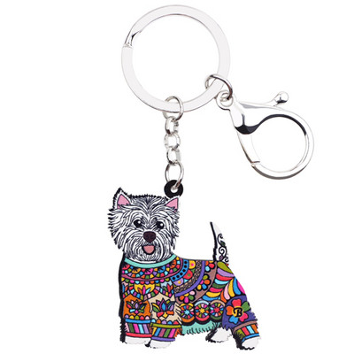 Bonsny Akril Anime Ékszer West Highland White Terrier Kulcstartó Női Lánytáska Autós Kulcs Kézitáska Pénztárca Bűbájok Kulcstartók AJÁNDÉK