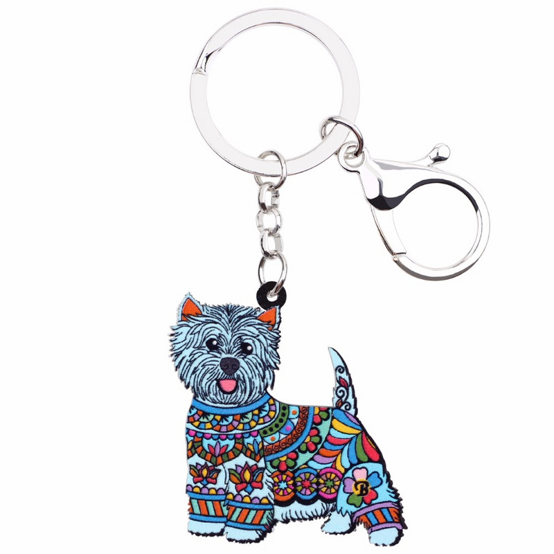 Bonsny Akril Anime Ékszer West Highland White Terrier Kulcstartó Női Lánytáska Autós Kulcs Kézitáska Pénztárca Bűbájok Kulcstartók AJÁNDÉK
