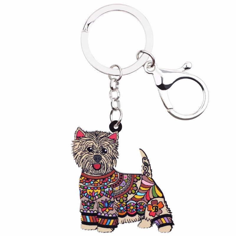 Bonsny Akril Anime Ékszer West Highland White Terrier Kulcstartó Női Lánytáska Autós Kulcs Kézitáska Pénztárca Bűbájok Kulcstartók AJÁNDÉK