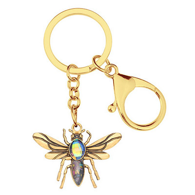 Breloc cu miere de albine din aliaj placat cu aur antic, breloc chei cu insecte, lanțuri chei pentru fete, bărbați, geantă cadou, accesorii pentru posetă