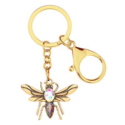 Breloc cu miere de albine din aliaj placat cu aur antic, breloc chei cu insecte, lanțuri chei pentru fete, bărbați, geantă cadou, accesorii pentru posetă