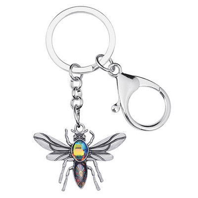 Breloc cu miere de albine din aliaj placat cu aur antic, breloc chei cu insecte, lanțuri chei pentru fete, bărbați, geantă cadou, accesorii pentru posetă